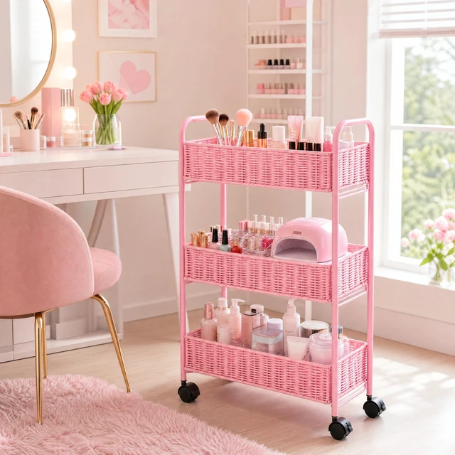 Main image of Utility Slim Storage Cart,3-Tier Rolling Kitchen Office Laundry Room Cart with Wheels,Mobile Shelving Unit Organizer for Living Room,Bathroom, Baby Diaper,Art,Dining Room Narrow Places