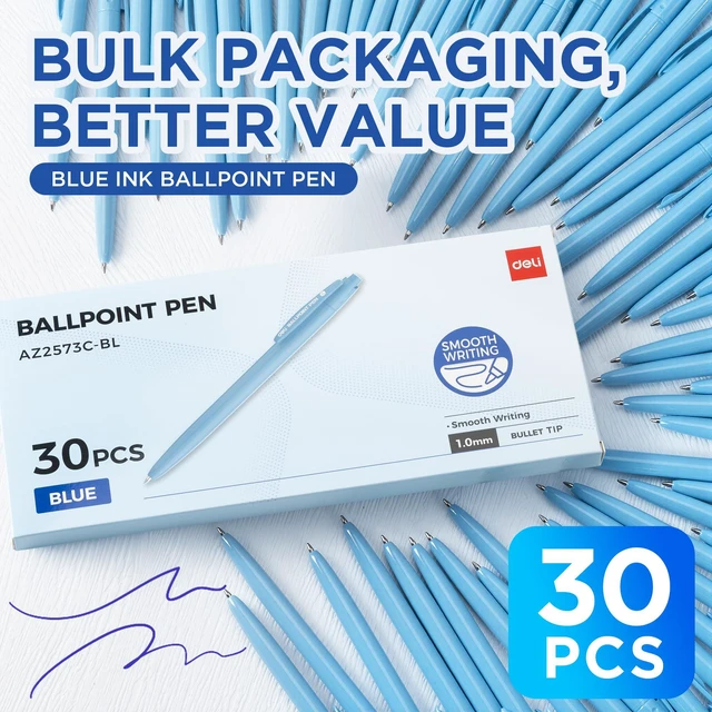 Alt view image 2 of 7 - Pens Bulk, 30 Pack Pens Ballpoint, 1.0MM Blue Ink Pens Retractable,Smooth Writing, No Bleed, Comfortable Grip for Home,Office & School Use