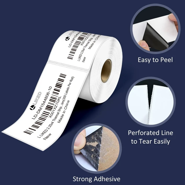 Alt view image 4 of 7 - 2.25" x 4" Direct Thermal Labels, 4200 Shipping Postage Labels 12 Rolls, 350 Labels/Roll, BPA Free, Strong Adhesive, Block Old Information, Perforated, Compatible with Most Printers