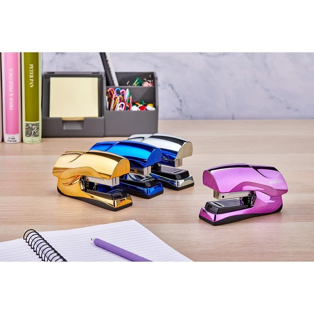 Alt view image 2 of 7 - Office Heavy Duty Stapler, 40 Sheet Capacity, No Jam, Half Strip, Fits into the Palm of Your Hand, For Classroom, Office or Desk, Metallic Blue