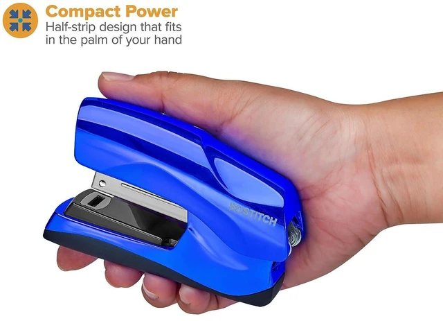 Alt view image 3 of 7 - Office Heavy Duty Stapler, 40 Sheet Capacity, No Jam, Half Strip, Fits into the Palm of Your Hand, For Classroom, Office or Desk, Metallic Blue