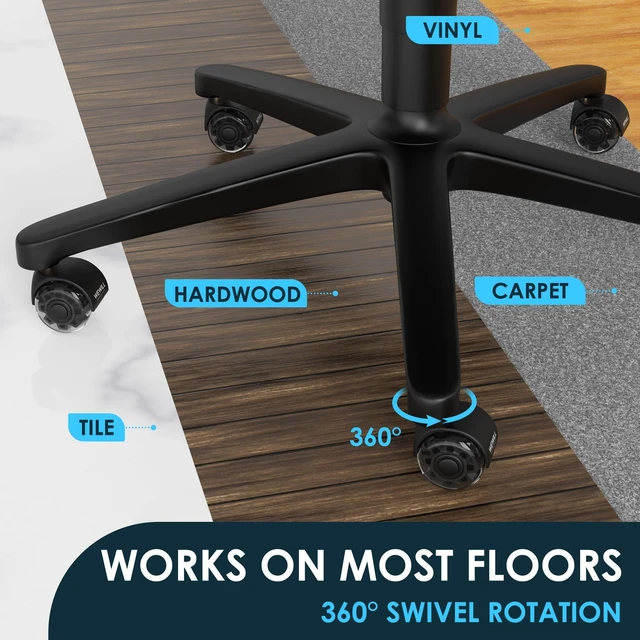 Alt view image 2 of 7 - Office Chair Wheels, Roller Blade Wheels Office Chairs, Rubber Wheels Replacement Caster, Heavy Duty Wheels for Computer Desk Chair Hardwood Floors Carpet, Set of 5 Black