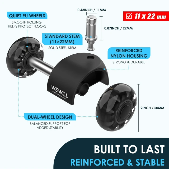 Alt view image 6 of 7 - Office Chair Wheels, Roller Blade Wheels Office Chairs, Rubber Wheels Replacement Caster, Heavy Duty Wheels for Computer Desk Chair Hardwood Floors Carpet, Set of 5 Black