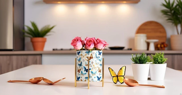 Alt view image 2 of 7 - Pencil Cup Sturdy Metal frame with white Ceramic Pen Holder For Desks and kitchen Appliance Holders