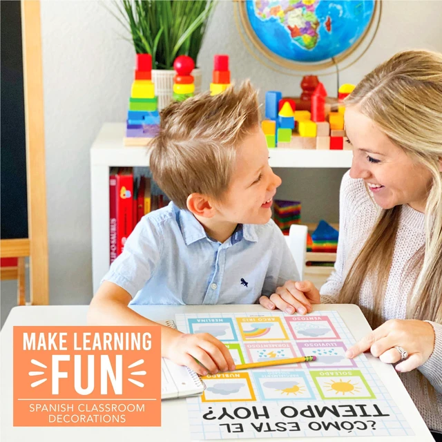 Alt view image 2 of 7 - Spanish Posters for Classroom Must Haves, Abecedario Para Niños en Español Pastel Laminated Spanish Homeschool & Preschool Learning Posters for Toddlers 1-3, Bilingual Classroom Decor & Must Haves