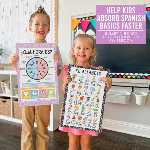 Alt view image 3 of 7 - Spanish Posters for Classroom Must Haves, Abecedario Para Niños en Español Pastel Laminated Spanish Homeschool & Preschool Learning Posters for Toddlers 1-3, Bilingual Classroom Decor & Must Haves