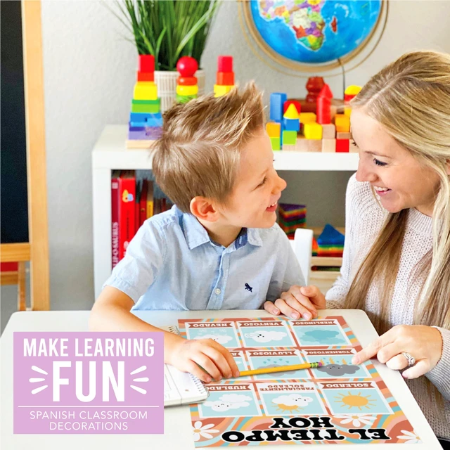 Alt view image 2 of 7 - Spanish Posters for Classroom Must Haves, Abecedario Para Niños en Español Retro Laminated Spanish Homeschool & Preschool Learning Posters for Toddlers 1-3, Bilingual Classroom Decor & Must Haves