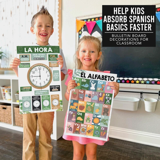 Alt view image 3 of 7 - Spanish Posters for Classroom Must Haves, Abecedario Para Niños en Español Farmhouse Laminated Spanish Homeschool & Preschool Learning Posters for Toddlers 1-3, Bilingual Classroom Decor & Must Haves