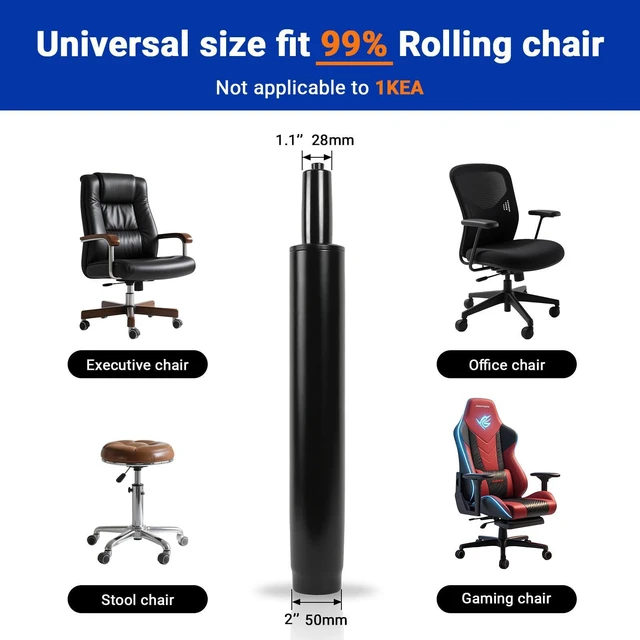 Alt view image 7 of 7 - 14 Inches-22 Inches Extra Long Office Chair Cylinder Replacement Heavy Duty 1000lbs Class 4 Hydraulic Lift, Universal Pneumatic Piston Fit for Sinking Desk/Gaming Chairs