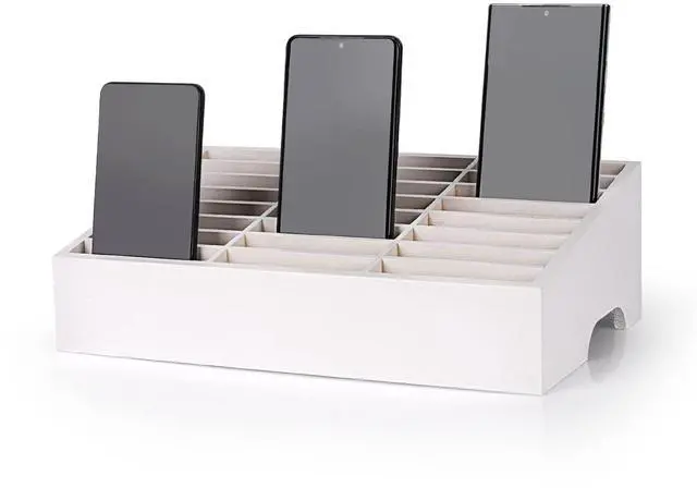 Main image of 24-Grid Wooden Cell Phone Holder Desktop Organizer Storage Box, Cell Phone Rack Display, Phone Caddy Storage for Classroom Office Meeting Room
