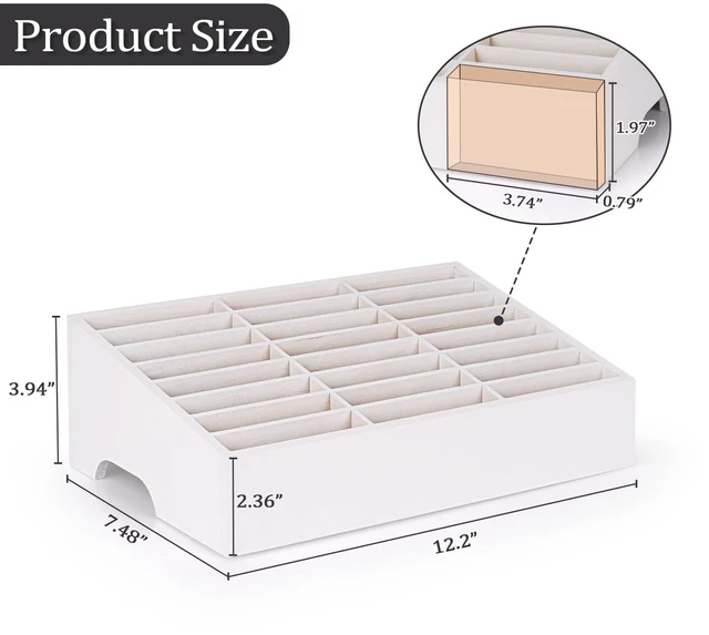 Alt view image 2 of 6 - 24-Grid Wooden Cell Phone Holder Desktop Organizer Storage Box, Cell Phone Rack Display, Phone Caddy Storage for Classroom Office Meeting Room