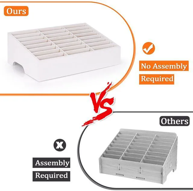 Alt view image 4 of 6 - 24-Grid Wooden Cell Phone Holder Desktop Organizer Storage Box, Cell Phone Rack Display, Phone Caddy Storage for Classroom Office Meeting Room
