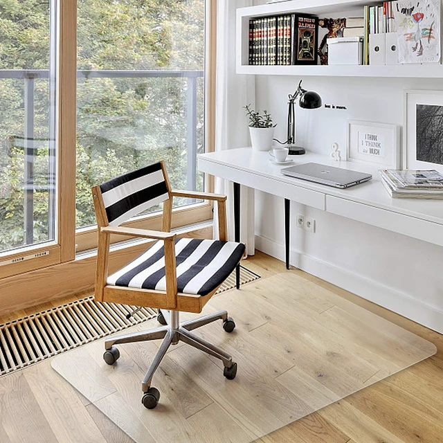 Alt view image 6 of 7 - Office Chair Mat for Hard Floors 36 X 48 Clear PVC Hardwood Floor Mat Durable Plastic Floor Protector for Home and Office use, Scratch-Resistant, Smooth Rolling (36" X 48" Rectangle)