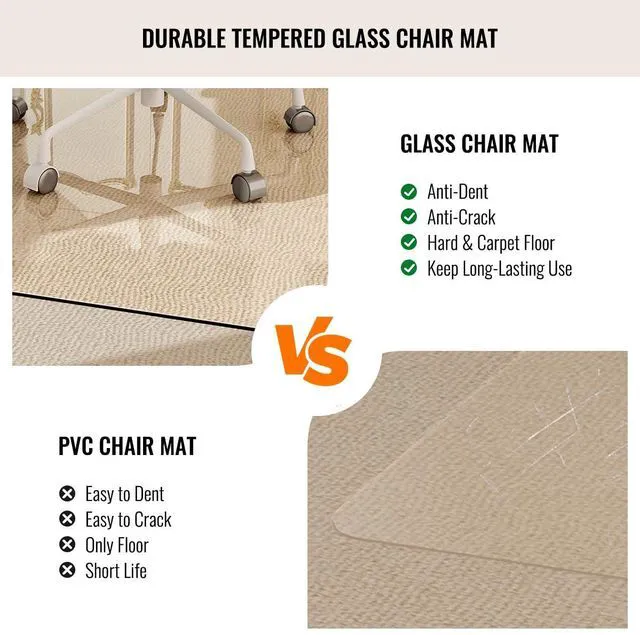 Alt view image 6 of 7 - 36"X46" Chair Mat for Carpet-Office Chair Mat Tempered Glass for Home Tempered Glass Floor Mat for Home/Office/Carpet Clear Computer Floor Mat - with 4 Anti-Slip Pads