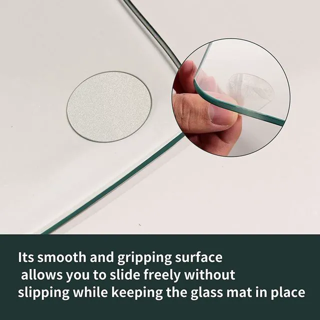 Alt view image 7 of 7 - 36"X46" Chair Mat for Carpet-Office Chair Mat Tempered Glass for Home Tempered Glass Floor Mat for Home/Office/Carpet Clear Computer Floor Mat - with 4 Anti-Slip Pads