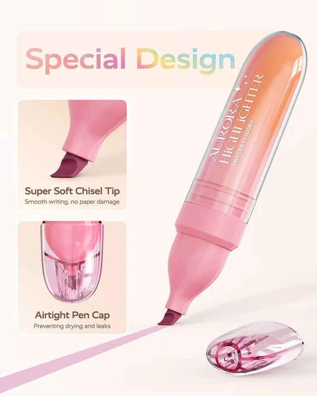Alt view image 6 of 7 - 12 Pcs Pastel Highlighters, Highlighters Assorted Colors Set Quick Dry No Bleed Ink, Soft Chisel Tip, School Supplies for Girls, Back to School Supplies, Cute College Stationery