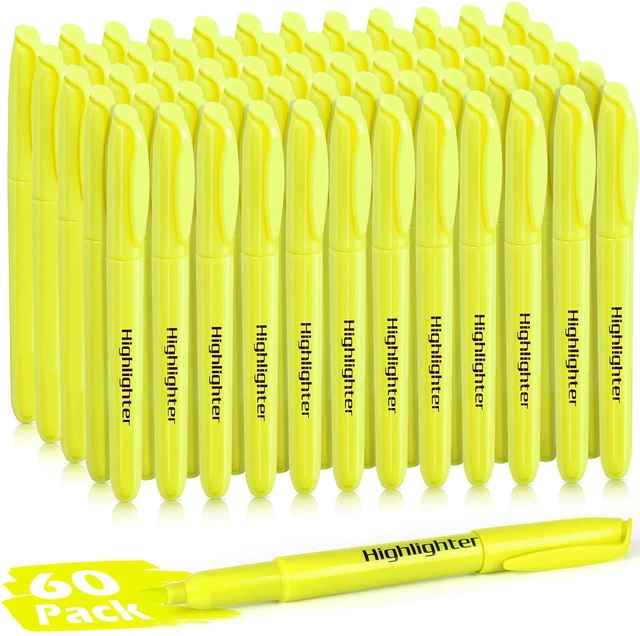 Main image of Highlighters, 60 Pack Yellow Highlighters Bulk, Bright Color Chisel Tip & Dry-Quickly, No Bleed Highlighter Markers for Adult Kids, School Supplies for Teachers, Office Classroom Must Have