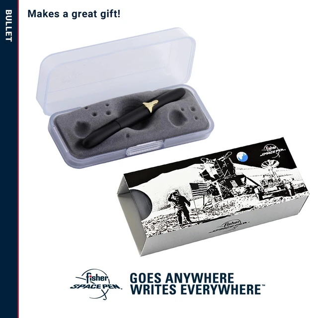 Alt view image 7 of 7 - Space Pen Matte Black Shuttle Emblem Pressurized Ballpoint Bullet Compact Size, Writes Upside Down and in Extreme Temperatures, Smooth Black Ink, Medium Point, Made in the USA