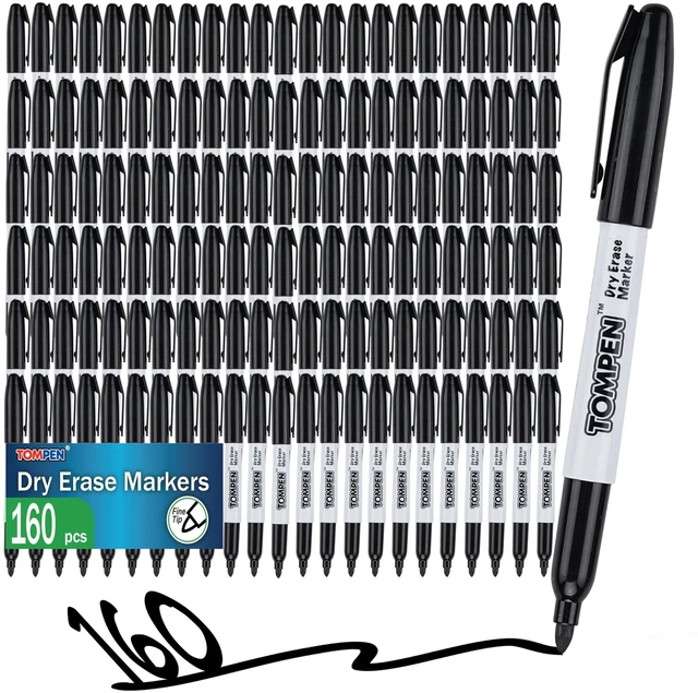Main image of Dry Erase Markers Black,160 Bulk Pack Fine Tip,Low Odor Quick-Drying Whiteboard Markers for Office Home School Writing Planning