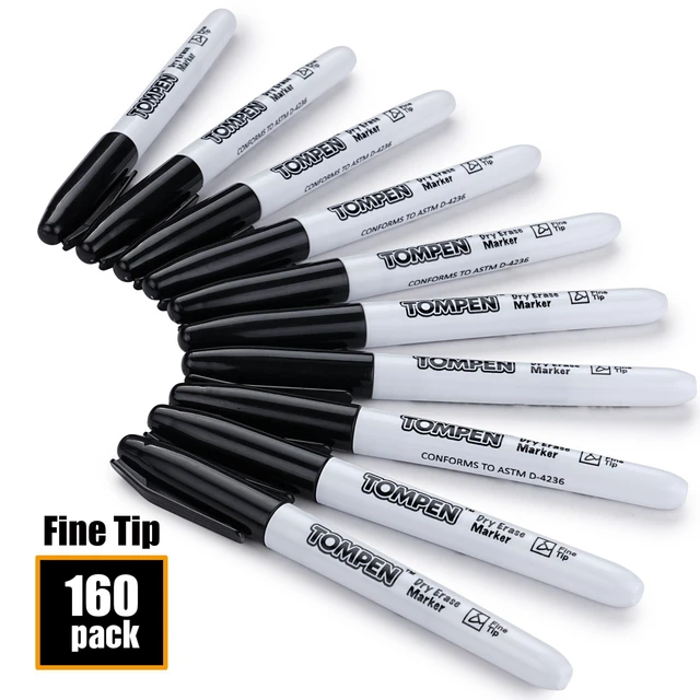 Alt view image 2 of 7 - Dry Erase Markers Black,160 Bulk Pack Fine Tip,Low Odor Quick-Drying Whiteboard Markers for Office Home School Writing Planning