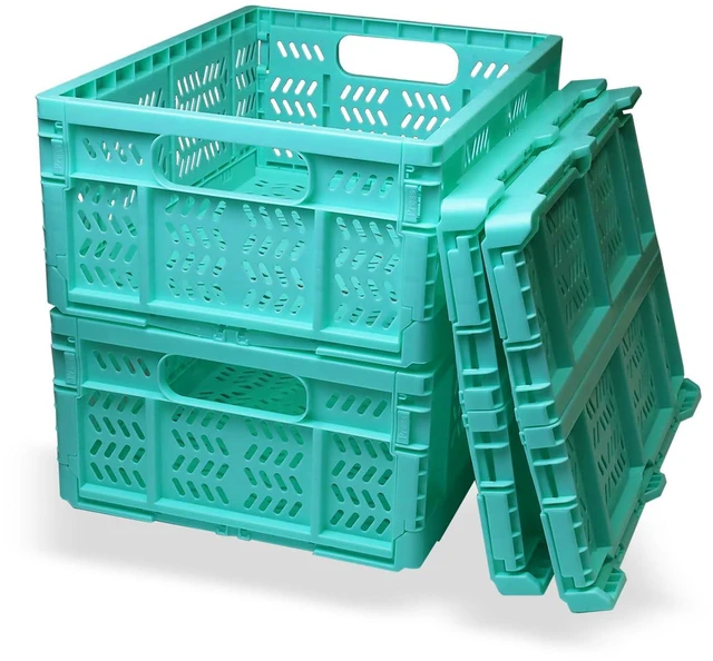 Main image of 20L Folding Crates, 4Pack Plastic Storage Bins Organizer for Home and Office,Plastic Folding baskets,Collapsible Crates for Chrismas Gifts, Toys Storage. (Blue,15.7x11.8x6.3Inch)