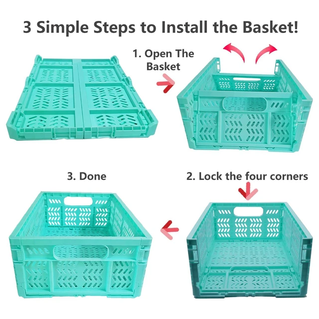 Alt view image 3 of 7 - 20L Folding Crates, 4Pack Plastic Storage Bins Organizer for Home and Office,Plastic Folding baskets,Collapsible Crates for Chrismas Gifts, Toys Storage. (Blue,15.7x11.8x6.3Inch)