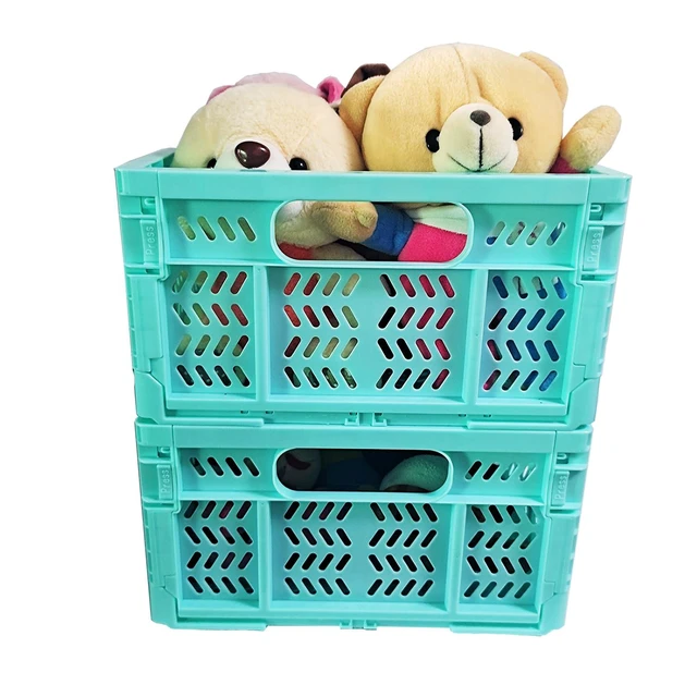 Alt view image 2 of 7 - 20L Folding Crates, 4Pack Plastic Storage Bins Organizer for Home and Office,Plastic Folding baskets,Collapsible Crates for Chrismas Gifts, Toys Storage. (Blue,15.7x11.8x6.3Inch)