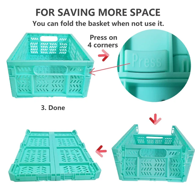 Alt view image 7 of 7 - 20L Folding Crates, 4Pack Plastic Storage Bins Organizer for Home and Office,Plastic Folding baskets,Collapsible Crates for Chrismas Gifts, Toys Storage. (Blue,15.7x11.8x6.3Inch)