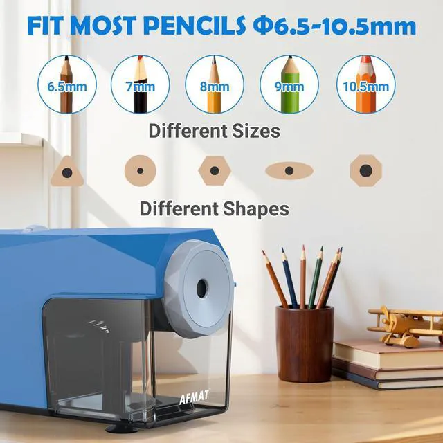 Alt view image 3 of 7 - Electric Pencil Sharpener, Fast & Hands-Free, 10K+ Uses, 5 Nibs, Fully Automatic Pencil Sharpener for Classroom, Heavy Duty Sharpeners for No.2/Jumbo/Colored Pencils (6.5-10.5mm) US Plug(120V)