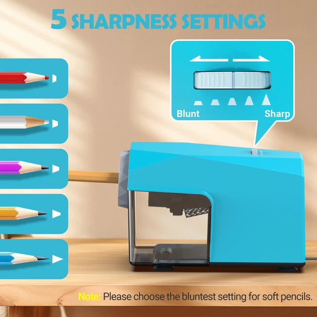 Alt view image 5 of 7 - Electric Pencil Sharpener, Fast & Hands-Free, 10K+ Uses, 5 Nibs, Fully Automatic Pencil Sharpener for Classroom, Heavy Duty Sharpeners for No.2/Jumbo/Colored Pencils (6.5-10.5mm) US Plug(120V)