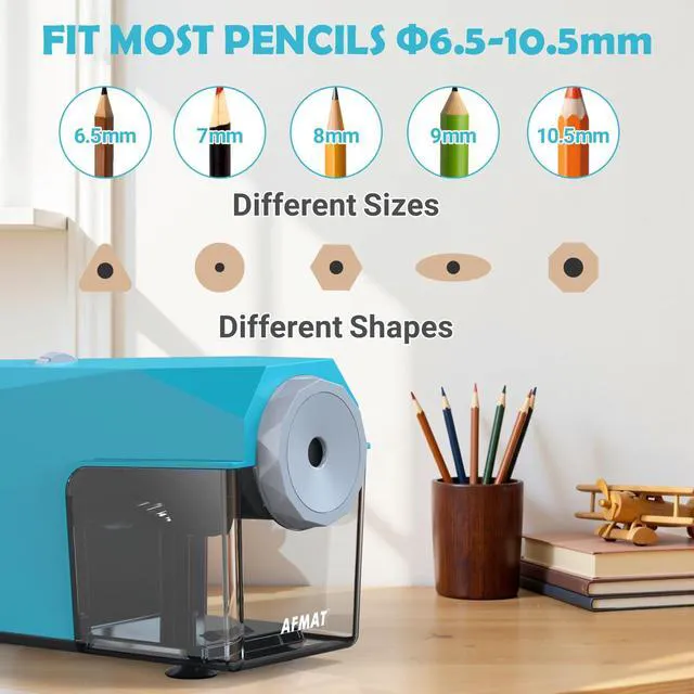 Alt view image 3 of 7 - Electric Pencil Sharpener, Fast & Hands-Free, 10K+ Uses, 5 Nibs, Fully Automatic Pencil Sharpener for Classroom, Heavy Duty Sharpeners for No.2/Jumbo/Colored Pencils (6.5-10.5mm) US Plug(120V)