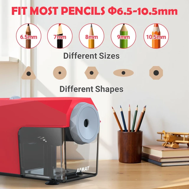Alt view image 3 of 7 - Electric Pencil Sharpener, Fast & Hands-Free, 10K+ Uses, 5 Nibs, Fully Automatic Pencil Sharpener for Classroom, Heavy Duty Sharpeners for No.2/Jumbo/Colored Pencils (6.5-10.5mm) US Plug(120V)