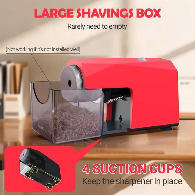 Alt view image 7 of 7 - Electric Pencil Sharpener, Fast & Hands-Free, 10K+ Uses, 5 Nibs, Fully Automatic Pencil Sharpener for Classroom, Heavy Duty Sharpeners for No.2/Jumbo/Colored Pencils (6.5-10.5mm) US Plug(120V)