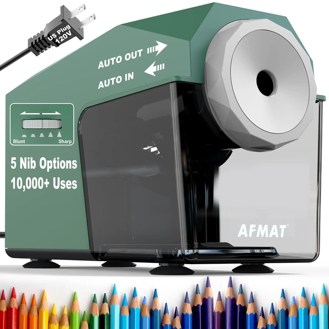 Main image of Electric Pencil Sharpener, Fast & Hands-Free, 10K+ Uses, 5 Nibs, Fully Automatic Pencil Sharpener for Classroom, Heavy Duty Sharpeners for No.2/Jumbo/Colored Pencils (6.5-10.5mm) US Plug(120V)