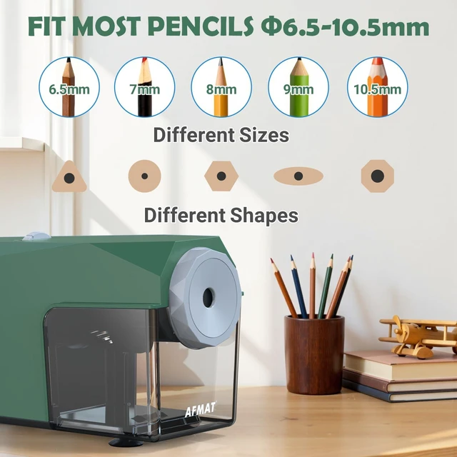 Alt view image 3 of 7 - Electric Pencil Sharpener, Fast & Hands-Free, 10K+ Uses, 5 Nibs, Fully Automatic Pencil Sharpener for Classroom, Heavy Duty Sharpeners for No.2/Jumbo/Colored Pencils (6.5-10.5mm) US Plug(120V)