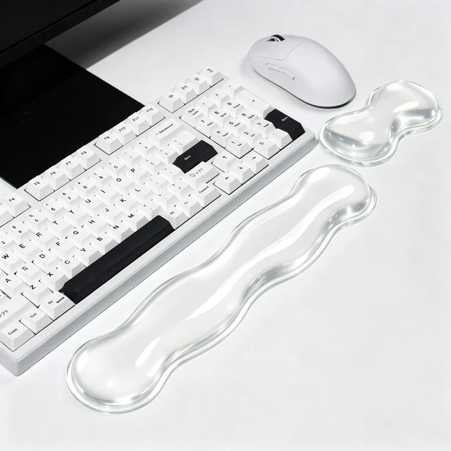 Main image of Mouse Pad with Wrist Rest, Soft Cloud Gel Keyboard Mouse Pad Set with Hand Wrist Support, Cute Non Slip Office Desk Accessories for Comfort/Pain Relief/Computer/Laptop (Clear Wave)