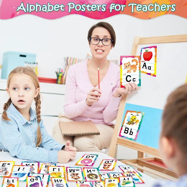 Alt view image 2 of 7 - Alphabet Letters for Wall - ABC Alphabet Poster Classroom Wall Alphabet Alphabet Wall Chart Kindergarten Elementary Classroom Wall Decor Daycare Homeschool Supplies (Pastel Rainbow)