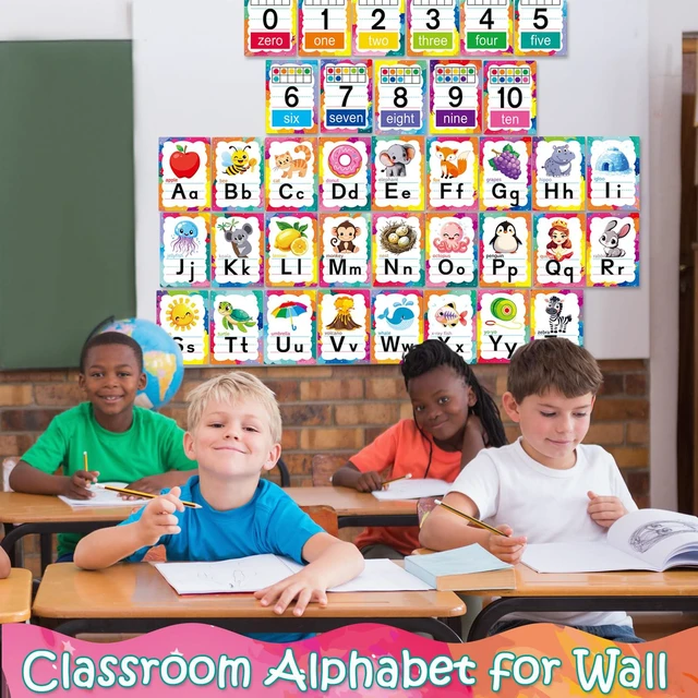 Alt view image 7 of 7 - Alphabet Letters for Wall - ABC Alphabet Poster Classroom Wall Alphabet Alphabet Wall Chart Kindergarten Elementary Classroom Wall Decor Daycare Homeschool Supplies (Pastel Rainbow)