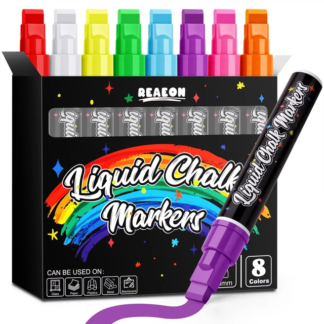 Main image of Jumbo Liquid Chalk Markers for Blackboards, Bold Color Erasable Chalk Pens with 10mm 3 in 1 Nib, Washable Dust-Free Pens for Glass, Signs, Windows, Cars, Chalkboard (8-Pack)