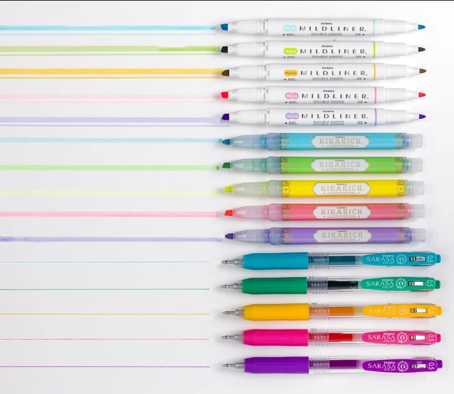 Alt view image 2 of 7 - Highligher Set, MILDLINER, KIRARICH & SARASA Clip, Assorted, 15Pk Includes 5 MILDLINER Highlighters, 5 KIRARICH Glitter Highlighters & 5 SARASA Clip Gel Pens, Ideal for Journaling (76015)