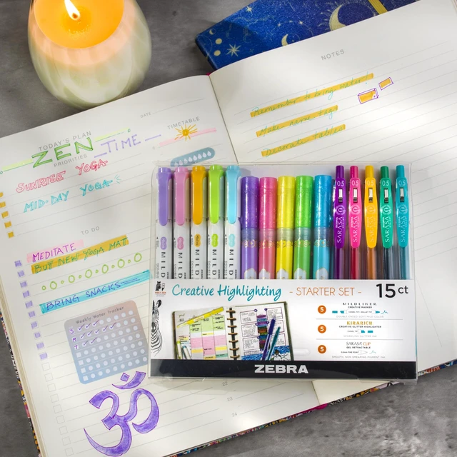 Alt view image 3 of 7 - Highligher Set, MILDLINER, KIRARICH & SARASA Clip, Assorted, 15Pk Includes 5 MILDLINER Highlighters, 5 KIRARICH Glitter Highlighters & 5 SARASA Clip Gel Pens, Ideal for Journaling (76015)