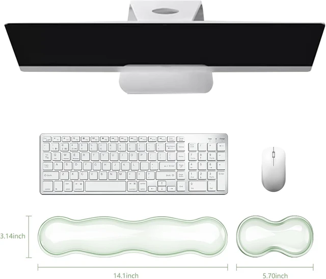Alt view image 6 of 7 - Mouse Pad with Wrist Rest, Soft Cloud Gel Keyboard Mouse Pad Set with Hand Wrist Support, Cute Non Slip Office Desk Accessories for Comfort/Pain Relief/Computer/Laptop (Green Wave)