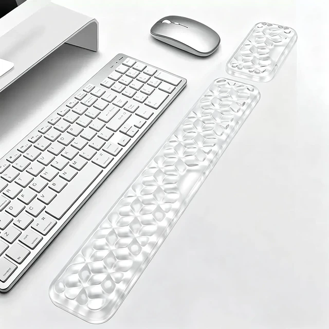 Main image of Mouse Pad with Wrist Rest, Soft Cloud Gel Keyboard Mouse Pad Set with Hand Wrist Support, Cute Non Slip Office Desk Accessories for Comfort/Pain Relief/Computer/Laptop (Clear Diamond)