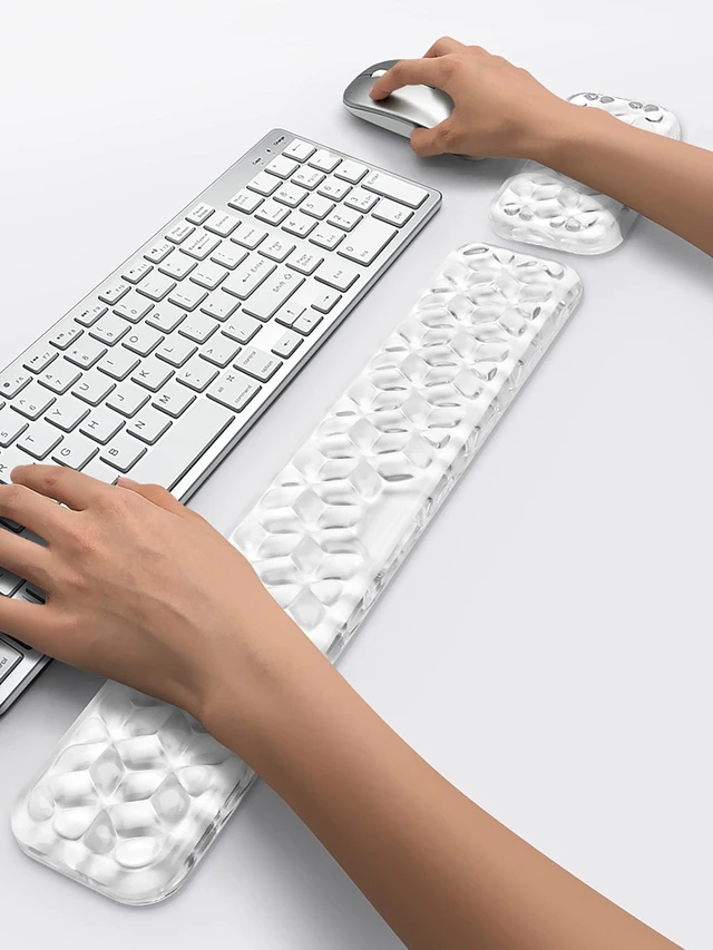 Alt view image 2 of 7 - Mouse Pad with Wrist Rest, Soft Cloud Gel Keyboard Mouse Pad Set with Hand Wrist Support, Cute Non Slip Office Desk Accessories for Comfort/Pain Relief/Computer/Laptop (Clear Diamond)