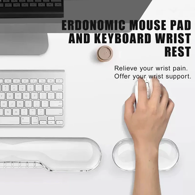 Alt view image 2 of 7 - Mouse Pad with Wrist Rest, Soft Cloud Gel Keyboard Mouse Pad Set with Hand Wrist Support, Cute Non Slip Office Desk Accessories for Comfort/Pain Relief/Computer/Laptop (Clear Cave)