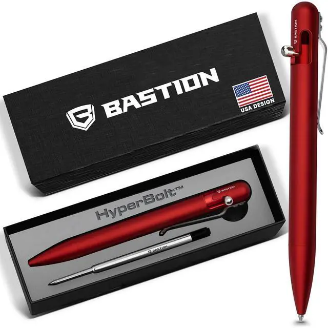 Main image of Bolt Action Pen, Aluminum Red, Premium Metal Writing Pen, EDC Executive Gift for Professionals, Durable Pocket Pen, Aircraft-grade anodized finish, 2 free ink refills, smooth ink flow