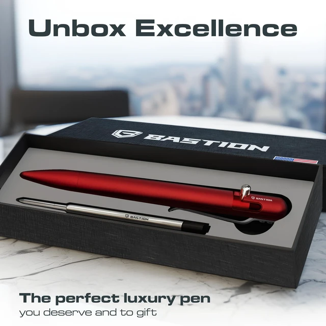 Alt view image 5 of 6 - Bolt Action Pen, Aluminum Red, Premium Metal Writing Pen, EDC Executive Gift for Professionals, Durable Pocket Pen, Aircraft-grade anodized finish, 2 free ink refills, smooth ink flow