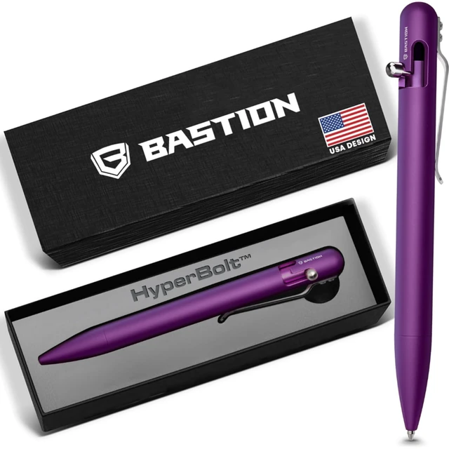 Main image of Bolt Action Pen, Aluminum Purple, HyperBolt EDC Pen, Refillable Metal Writing Pen, Premium Graduation Gift, Executive Pocket Pen