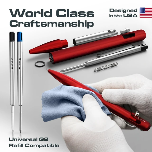 Alt view image 4 of 6 - Bolt Action Pen, Aluminum Red, Premium Metal Writing Pen, EDC Executive Gift for Professionals, Durable Pocket Pen, Aircraft-grade anodized finish, 2 free ink refills, smooth ink flow