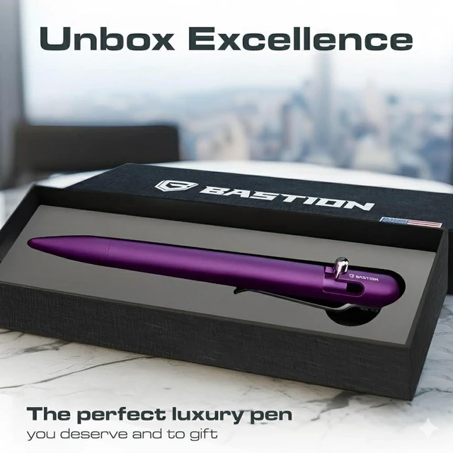 Alt view image 5 of 6 - Bolt Action Pen, Aluminum Purple, HyperBolt EDC Pen, Refillable Metal Writing Pen, Premium Graduation Gift, Executive Pocket Pen